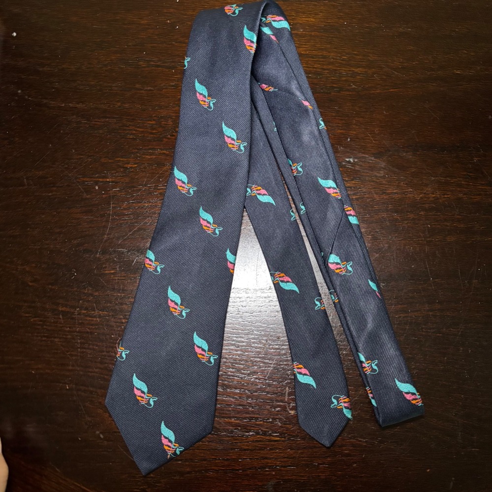 VTG Kentucky Derby Festival Pegasus Wing Navy Blue Silk Blend Tie USA Made Race‎